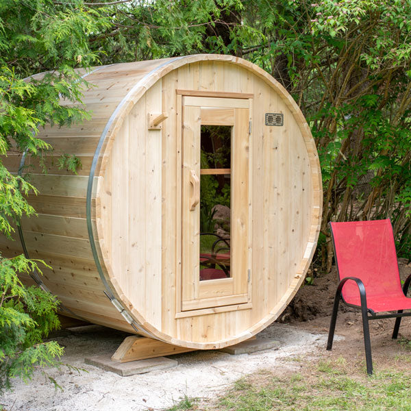 CTC22W Harmony 2X2 Meter White Cedar Barrel Sauna – Maxwell Garden