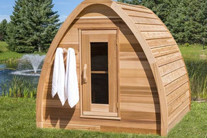 #PSMINICL 7X7' Clear Western Red Cedar Mini POD Sauna - Maxwell Garden Centre