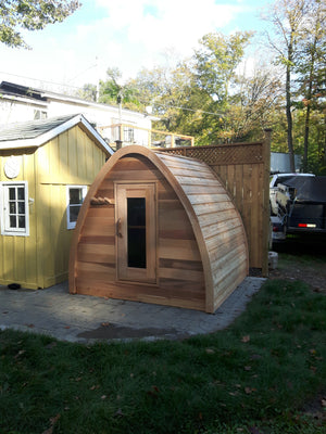 #PSMINICL 7X7' Clear Western Red Cedar Mini POD Sauna - Maxwell Garden Centre