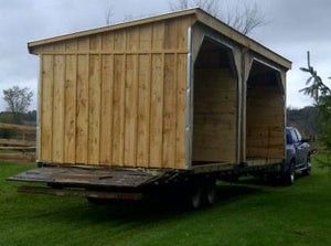 #HS408 12x24' Portable Horse Run-In W/ Wall in Mid - Maxwell Garden Centre