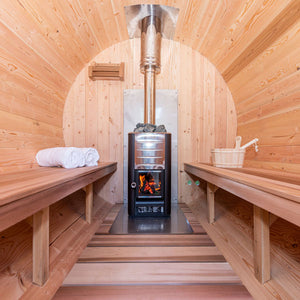 #CTC2245W Serenity 2X2 Meter W/45cm.Porch White Cedar Barrel Sauna
