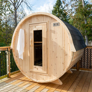 #CTC22W Harmony 2X2 Meter White Cedar Barrel Sauna