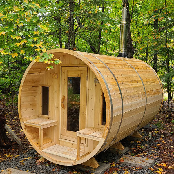 #CTC2345W Tranquility 2X3 Meter W/45cm.Porch White Cedar Barrel Sauna