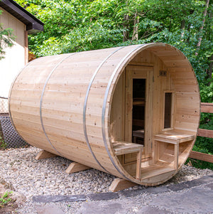 #CTC2345W Tranquility 2X3 Meter W/45cm.Porch White Cedar Barrel Sauna