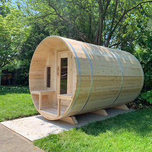 #CTC2345W Tranquility 2X3 Meter W/45cm.Porch White Cedar Barrel Sauna