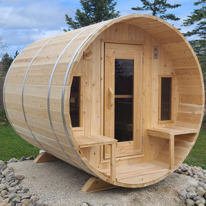 #CTC2345W Tranquility 2X3 Meter W/45cm.Porch White Cedar Barrel Sauna