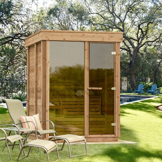 CU552 Pure Cube Outdoor Sauna -Knotty Red Cedar