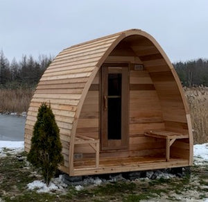 #PSMINICL 7X7' Clear Western Red Cedar Mini POD Sauna - Maxwell Garden Centre