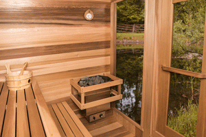 Clear Western Red Cedar Luna Sauna w/Porch - Maxwell Garden Centre