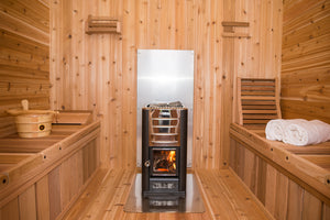 Clear Western Red Cedar Luna Sauna w/Porch - Maxwell Garden Centre