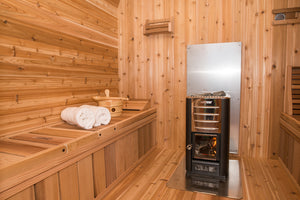 Knotty Western Red Cedar Luna Sauna W/ Porch - Maxwell Garden Centre