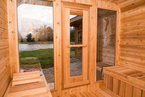 Knotty Western Red Cedar Luna Sauna W/ Porch - Maxwell Garden Centre