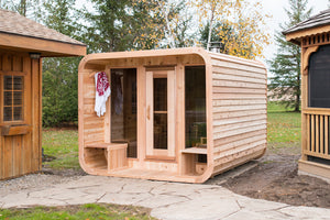 Knotty Western Red Cedar Luna Sauna W/ Porch - Maxwell Garden Centre