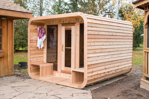 Knotty Western Red Cedar Luna Sauna W/ Porch - Maxwell Garden Centre
