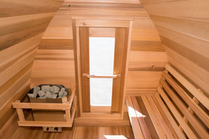 #PSMINICL 7X7' Clear Western Red Cedar Mini POD Sauna - Maxwell Garden Centre