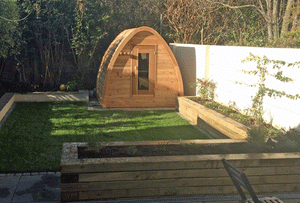 #PSMINIKN 7X7' Knotty Western Red Cedar Mini POD Sauna - Maxwell Garden Centre