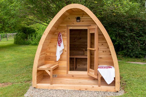 #PSMINIKN 7X7' Knotty Western Red Cedar Mini POD Sauna - Maxwell Garden Centre