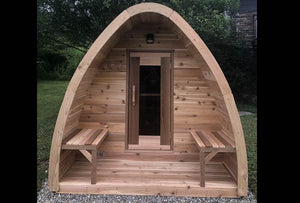 #PSMINIKN 7X7' Knotty Western Red Cedar Mini POD Sauna - Maxwell Garden Centre