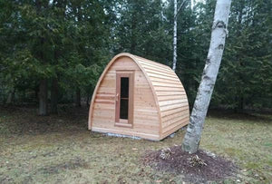 #PSMINIKN 7X7' Knotty Western Red Cedar Mini POD Sauna - Maxwell Garden Centre