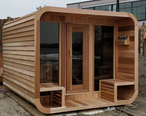 Clear Western Red Cedar Luna Sauna w/Porch - Maxwell Garden Centre