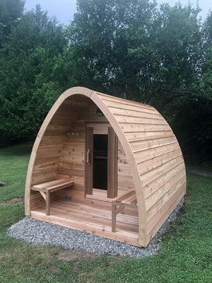 #PSMINIKN 7X7' Knotty Western Red Cedar Mini POD Sauna